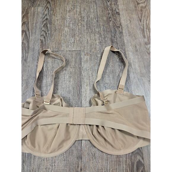 CUUP The Balconette - Mesh Taupe Bra Darted Seam Size 38F - Picture 3 of 7